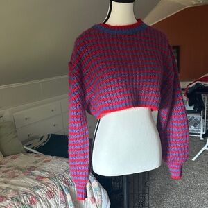 Zara Vibrant Red and Blue Knit Sweater